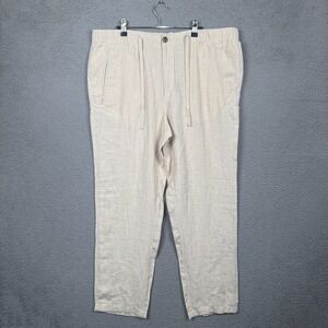 Club Room‎ Pants Mens XL Beige 100% Linen Coastal Vacation Resort Quiet Luxury